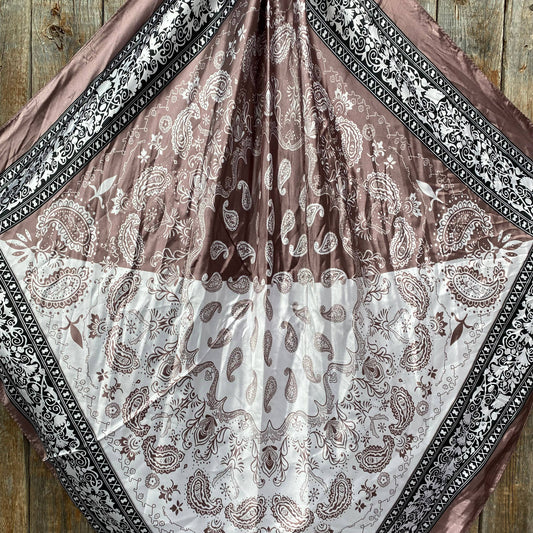 35X35" Two Tone Paisley Wild Rag / Scarf -Copper Pink, AB, Champagne Slide WRC2557C