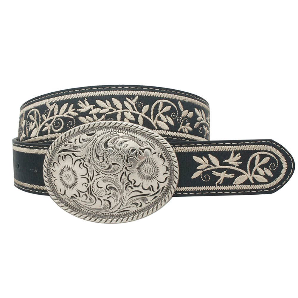 EMBROIDERED STRAP OVAL BUCKLE BELT