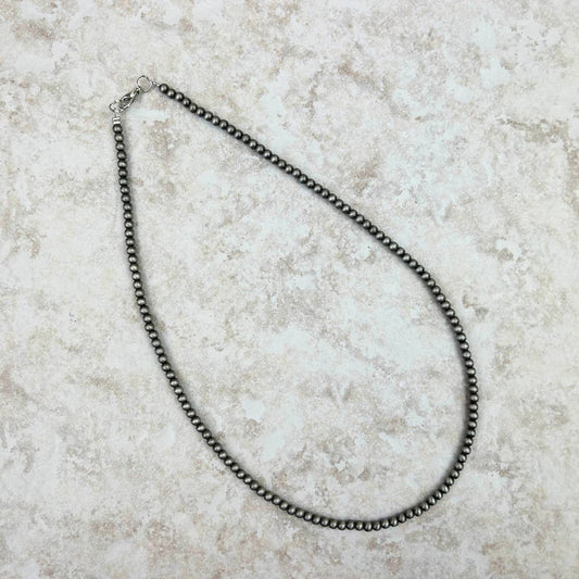 Navajo pearl bead Necklace 18 Inches 4mm silver