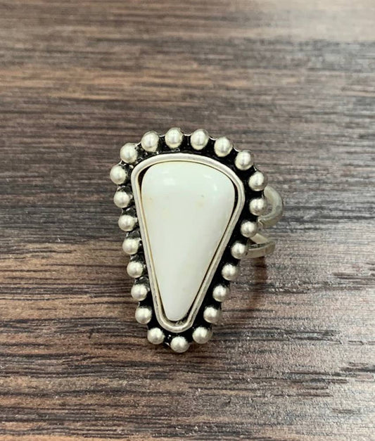 White Turquoise Adjustable Ring