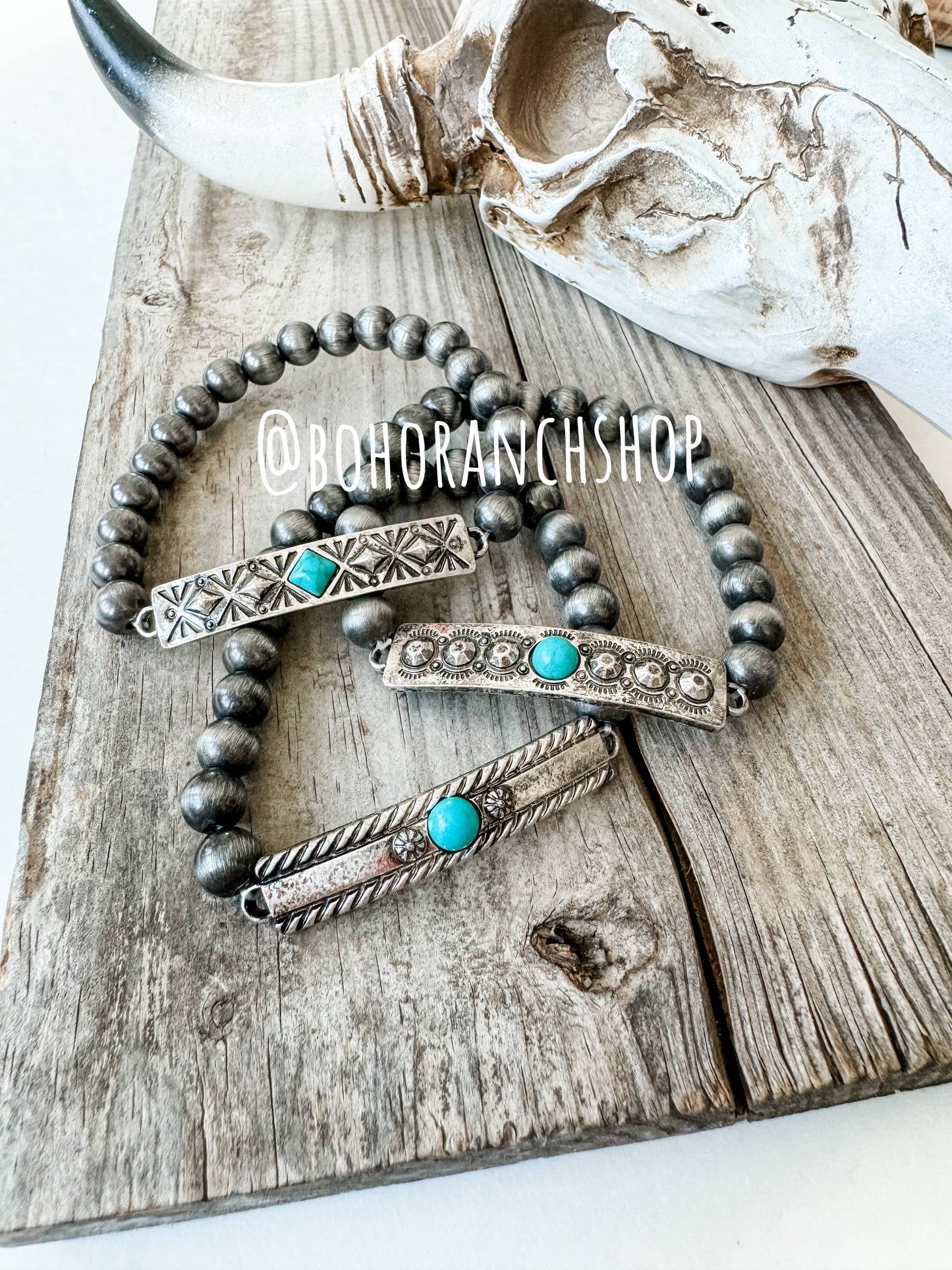 Aztec Boho Western Concho Stretch Bracelet