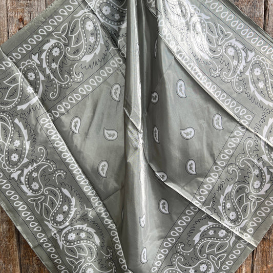 35X35"  Sage & White Paisley Wild Rag/Scarf WR3413