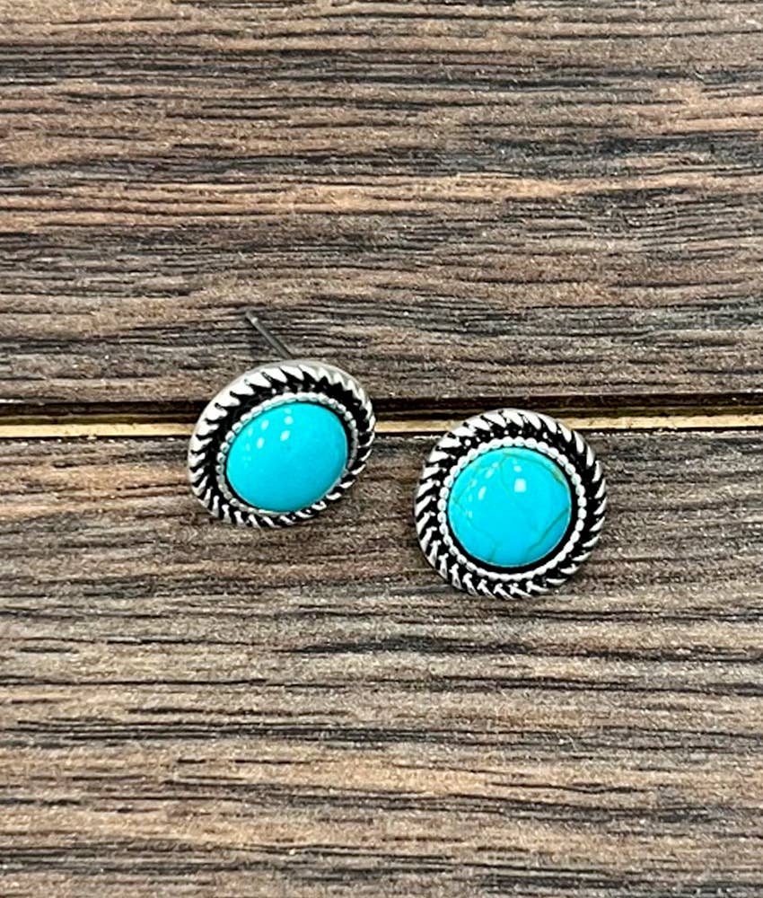 9mm Round Stone Stud Earrings