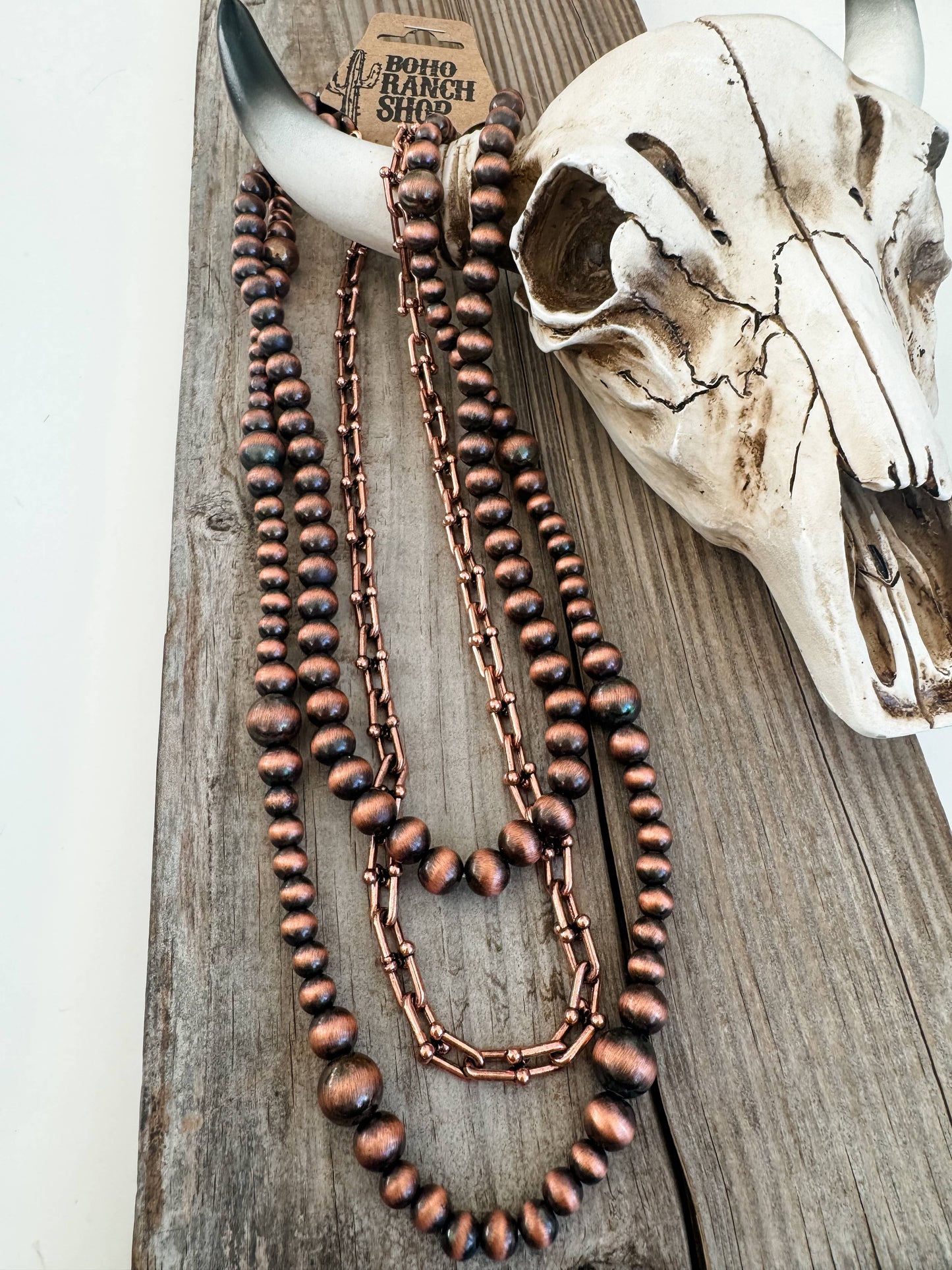 3 Layer Navajo Style Pearl Western Necklace Set