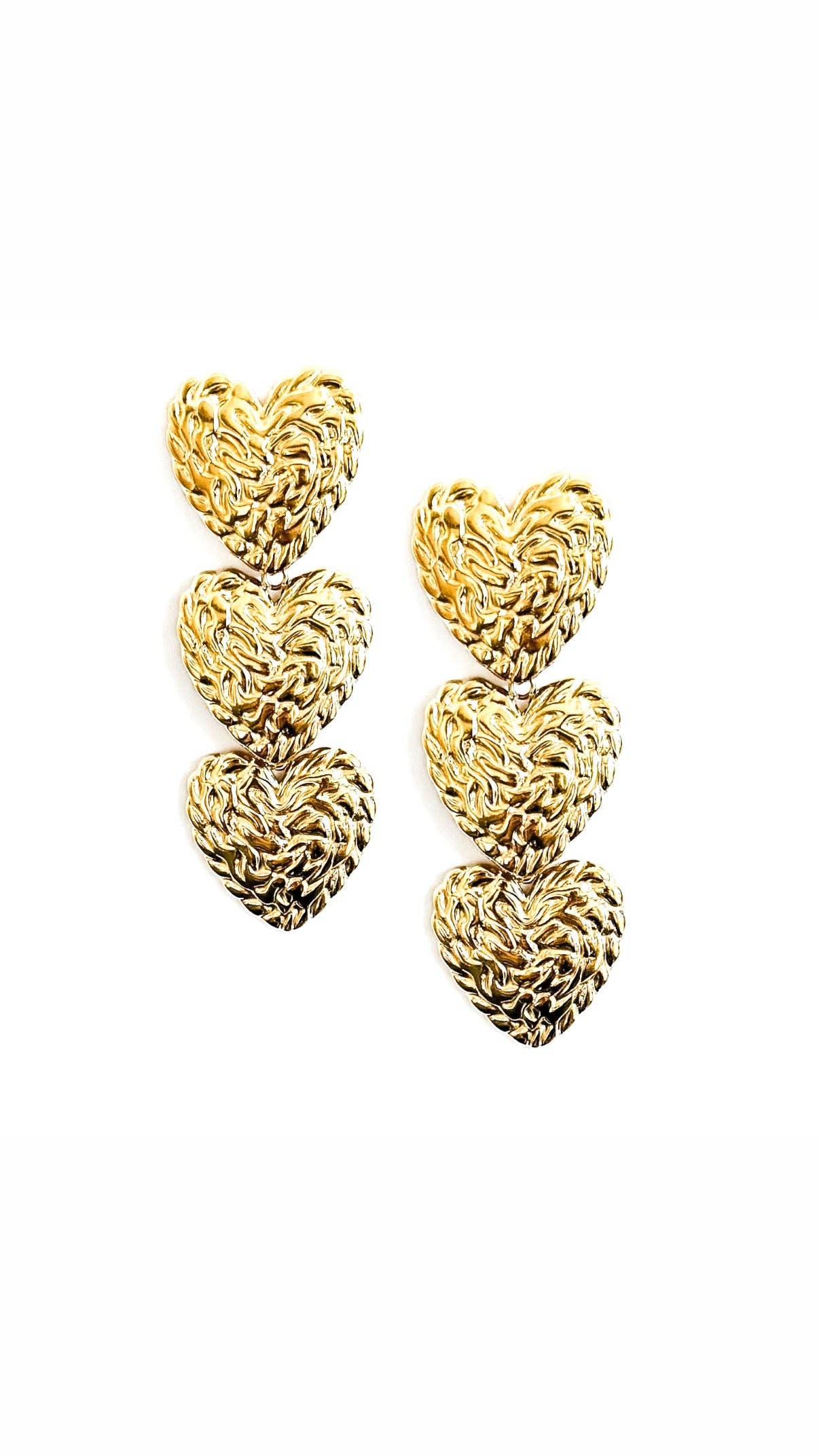 Evian Textured Heart Earrings