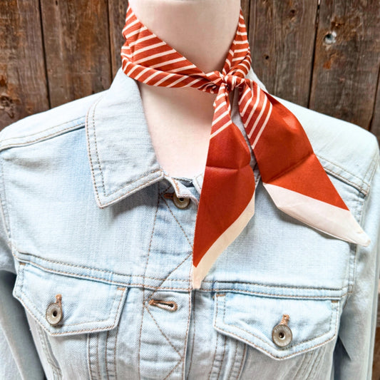 Burnt Orange and Cream Western Skinny Mini Wild Rag Scarf / Cowgirl Necktie #TW110
