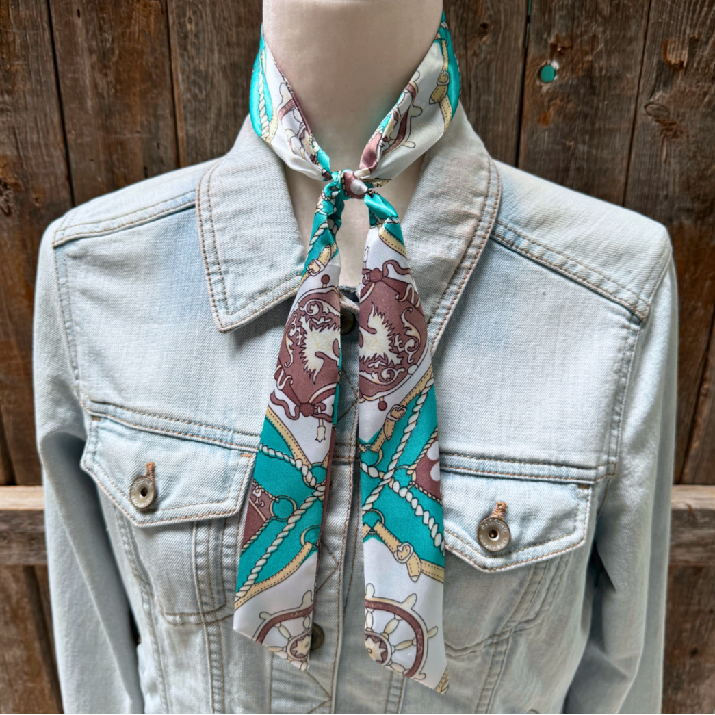 Turquoise Western Skinny Mini Wild Rag Scarf / Cowgirl Necktie #TW327