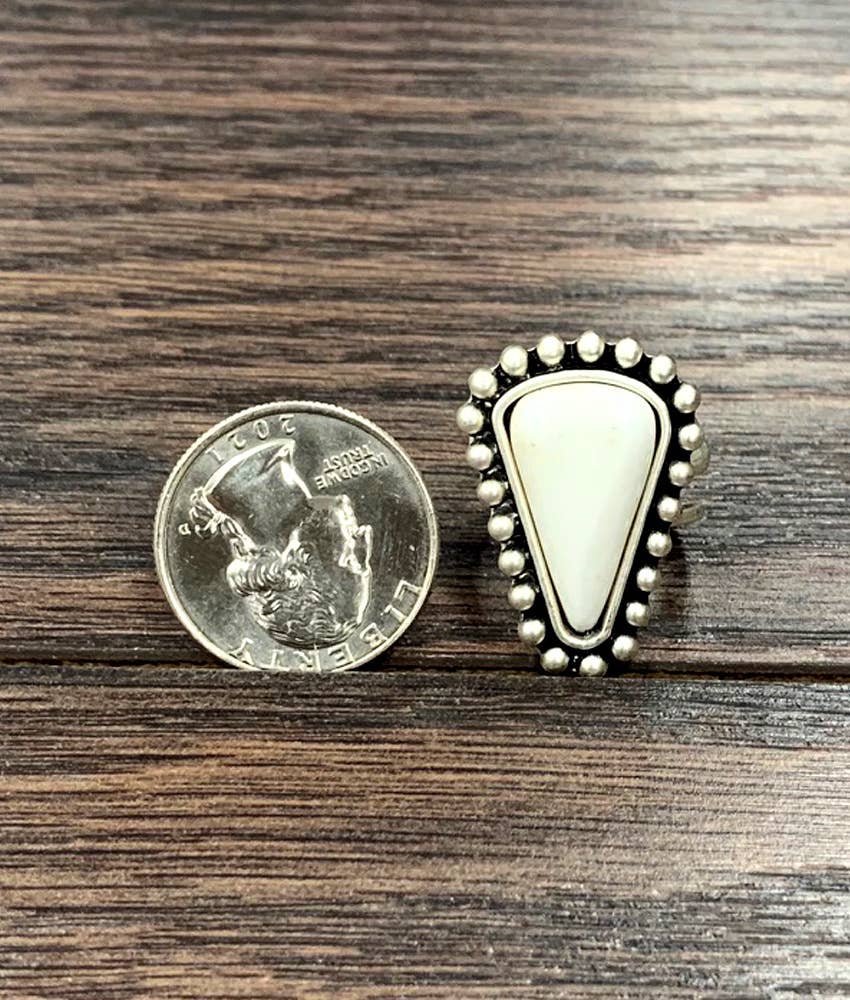 White Turquoise Adjustable Ring