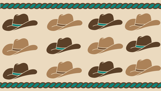 Silk Twilly Scarf w/ Cowboy Hat & Turquoise Accents
