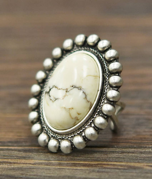 White Turquoise Adjustable Ring