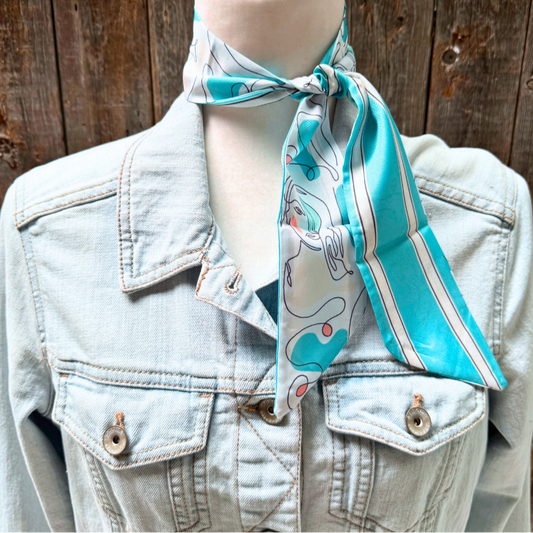 Turquoise Western Skinny Mini Wild Rag Scarf / Cowgirl Necktie #TW129