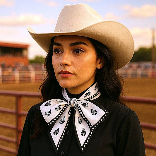 Black and White Western Skinny Mini Wild Rag Scarf / Cowgirl Necktie #TW120