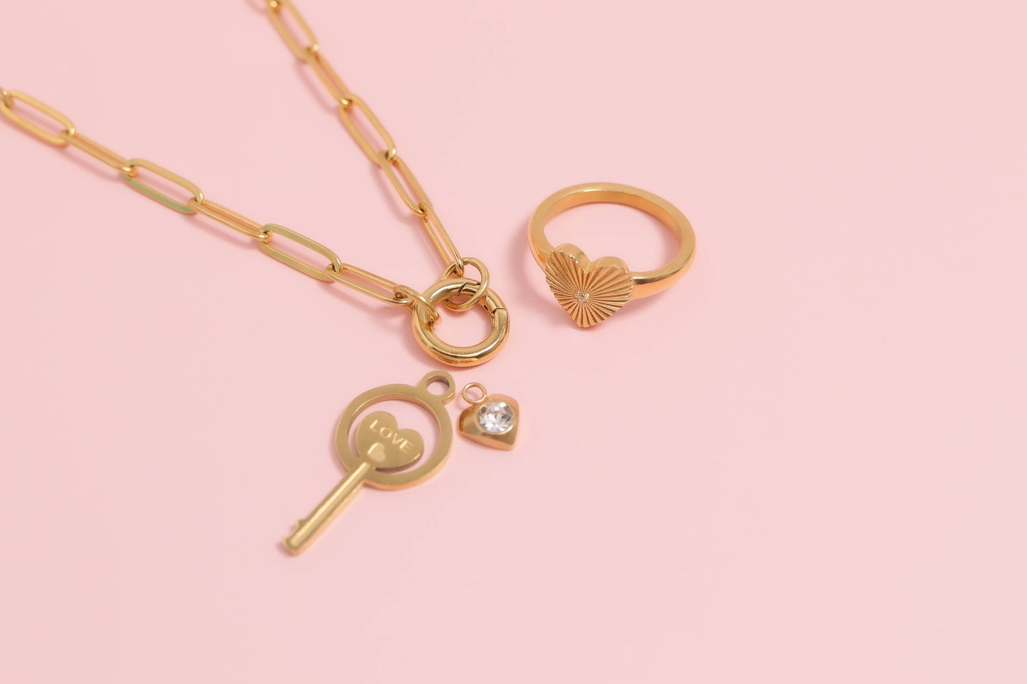 Stainless Steel Paperclip Carabiner Charm Holder Necklace