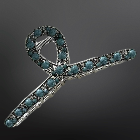Western Turquoise Coral Claw Clip Beaded Hair Clip