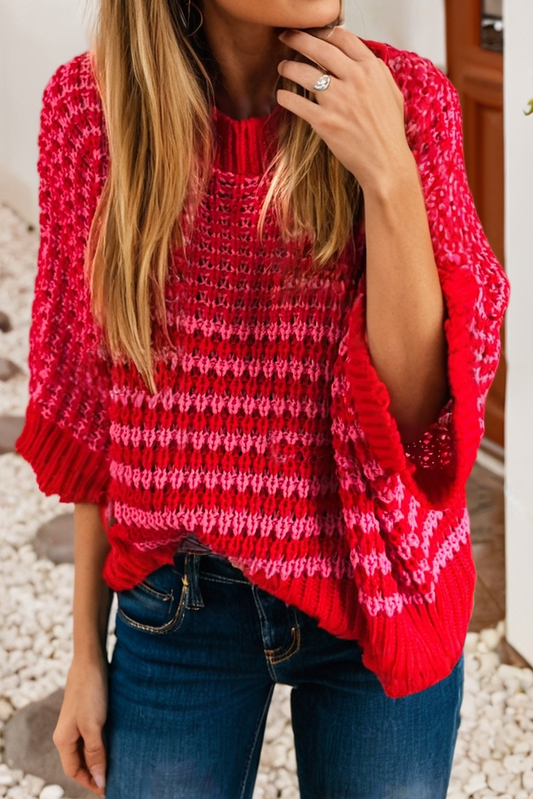 3/4 Draped Sleeve Slouchy Sweater