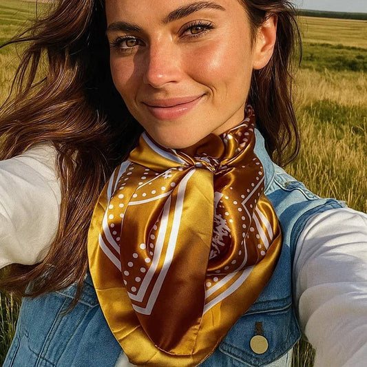 35X35"  Mustard Floral Paisley Wild Rag/Scarf WR3379