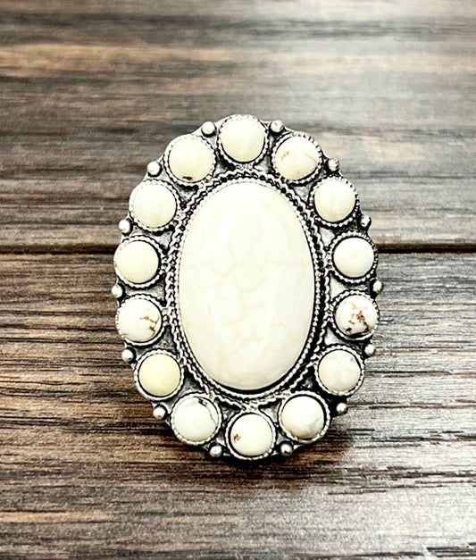 White Turquoise Adjustable Ring