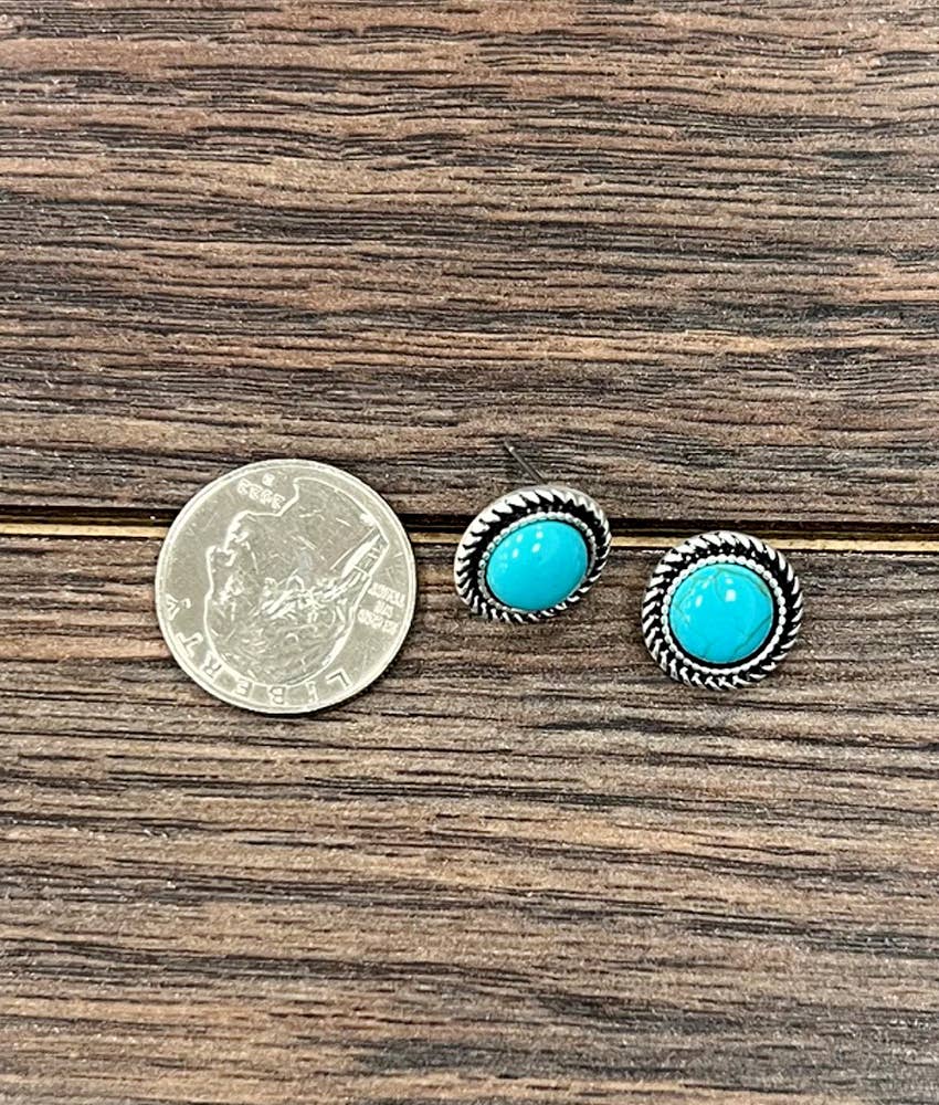 9mm Round Stone Stud Earrings