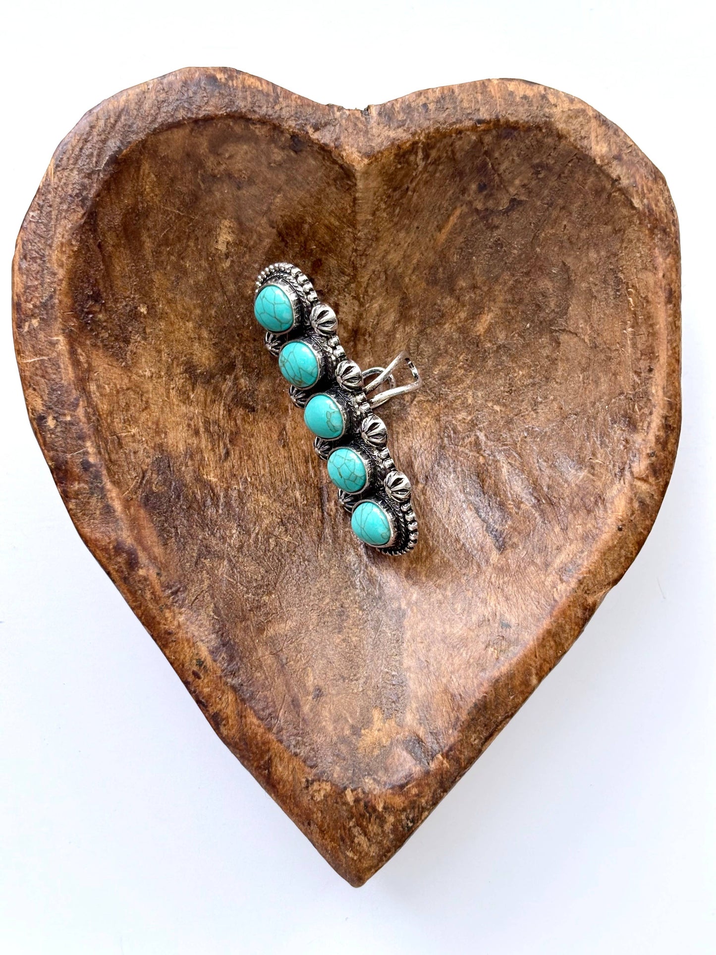 Western Concho Chunky Cuff Ring with Stone