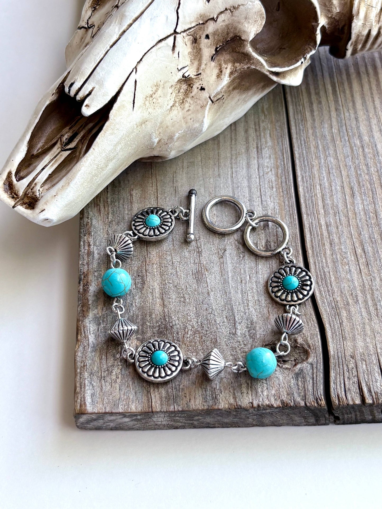 Western Concho Stone Linked Bracelet