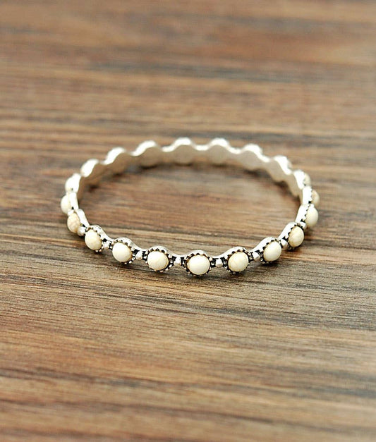 Round White Turquoise Bangle Bracelet