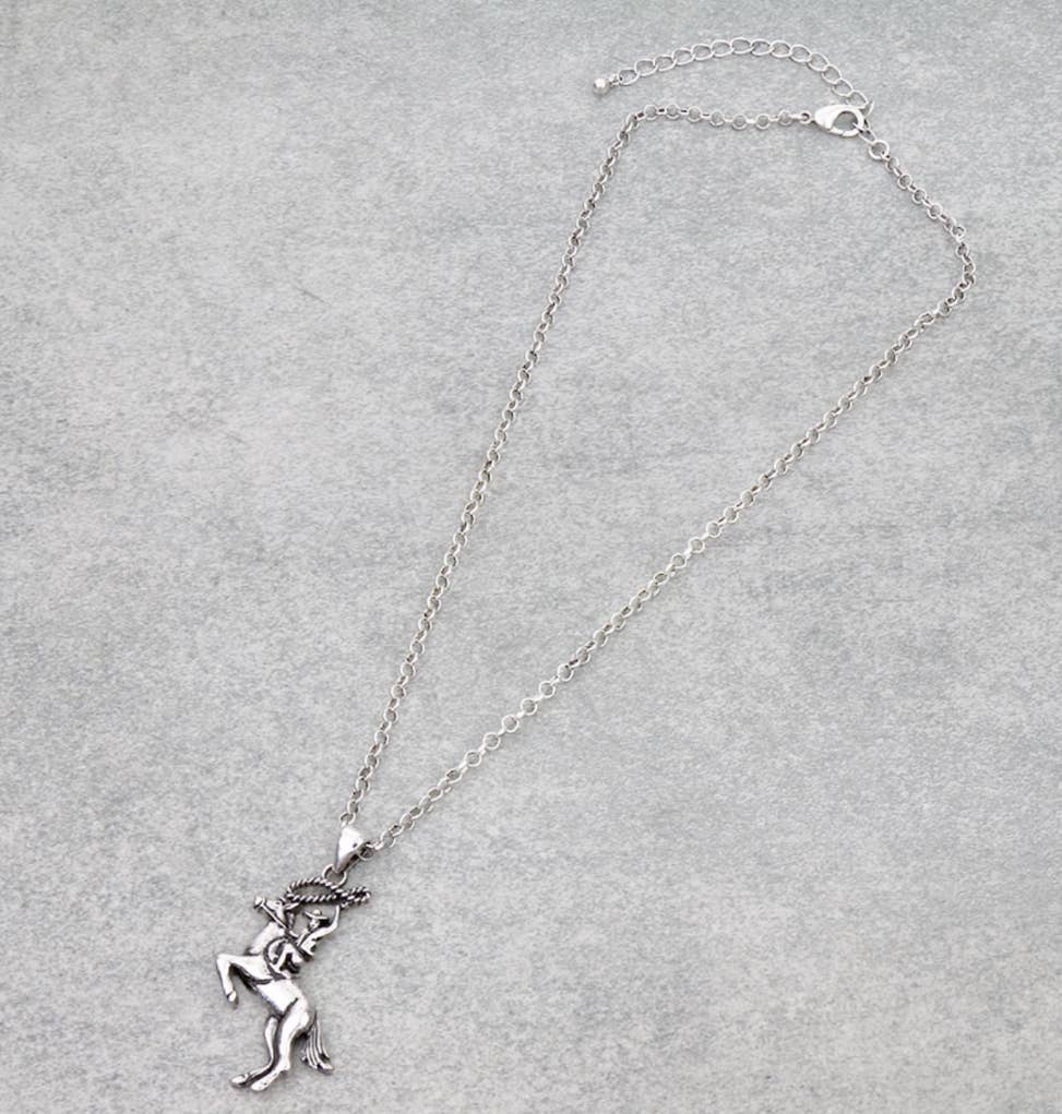 Western Rodeo Cowboy Necklace - Cowboy Rodeo Steer Horses