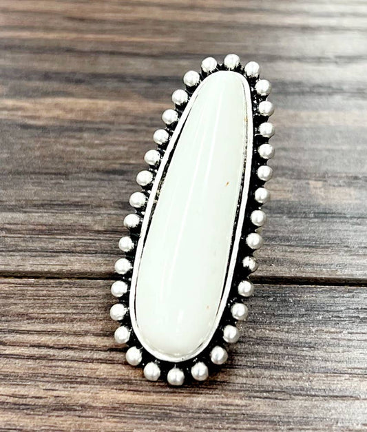 White Turquoise Adjustable Ring