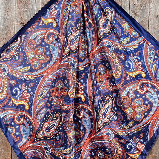 35X35"  Blue Hippie Paisley Wild Rag/Scarf WR906
