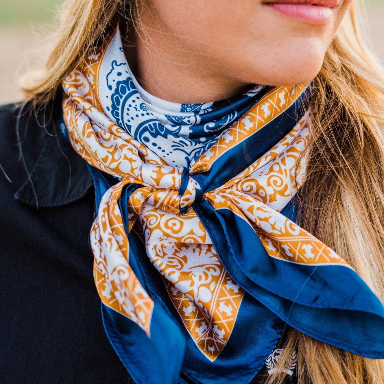 35X35"  Blue Two-Toned Paisley Wild Rag/Scarf WR3300