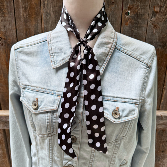 Black and White Western Skinny Mini Wild Rag Scarf / Cowgirl Necktie #TW331