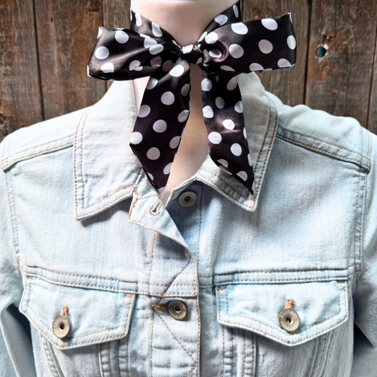 Black and White Western Skinny Mini Wild Rag Scarf / Cowgirl Necktie #TW331