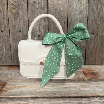 Green and White Western Skinny Mini Wild Rag Scarf / Cowgirl Necktie #TW140